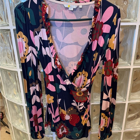 Boden frill neck faux wrap jersey top - Picture 2 of 5